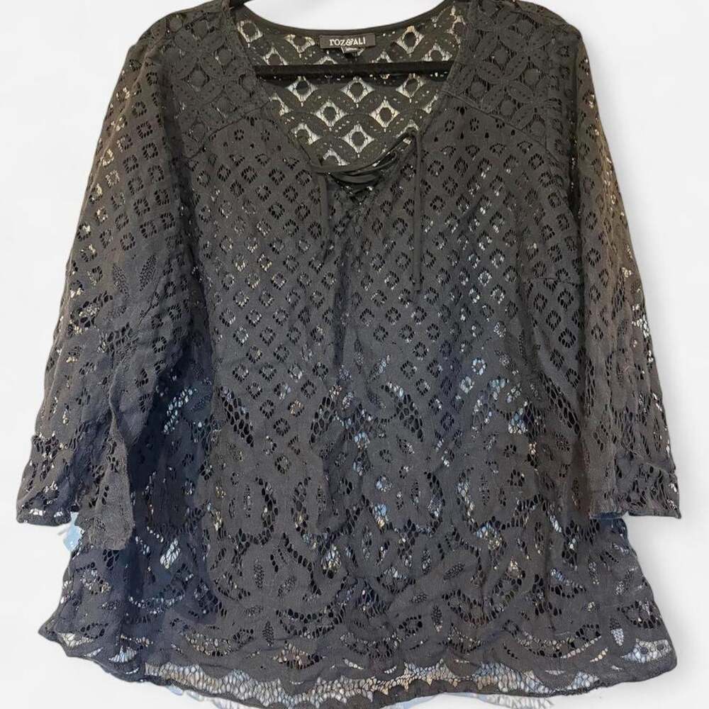 Dressbarn Women's Black and Grey Blouse